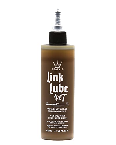 Peaty's LinkLube Wet Kettenschmiermittel - Nasses Wetter Fahrrad Schmiermittel, Mischung aus Fahrradkettenöl und Kettenwachs, Fahrrad Kettenöl für eine geschmeidige, leise Kette, MTB, Ebike, 120 ml Peaty's LinkLube Wet Kettenschmiermittel - Nasses Wetter Fahrrad Schmiermittel, Mischung aus Fahrradkettenöl und Kettenwachs, Fahrrad Kettenöl für eine geschmeidige, leise Kette, MTB, Ebike, 120 ml von Peaty's