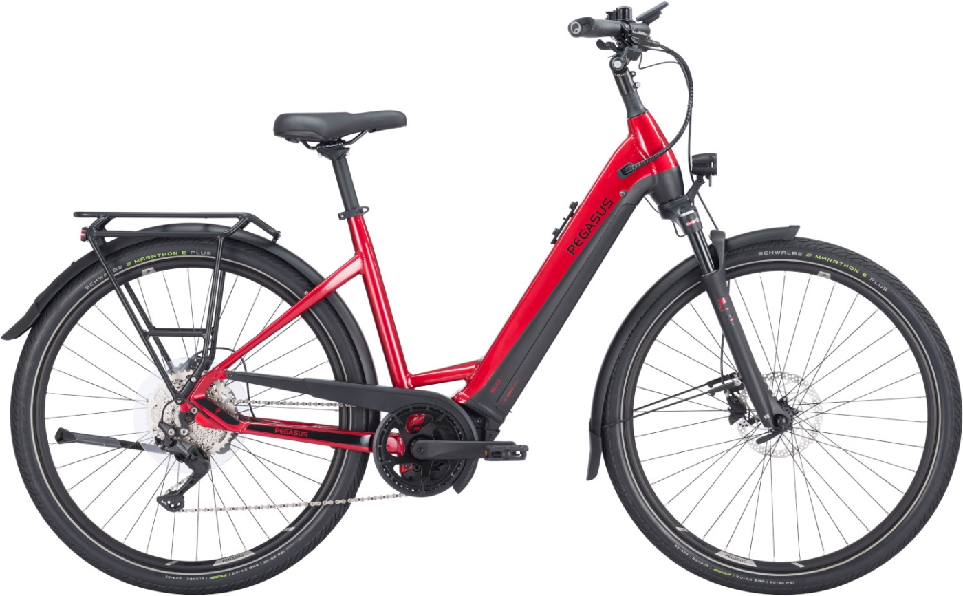 Unisex E-Bike  Pegasus Premio EVO 10 Lite Wave rot . 2023 (Rahmenh. Pegasus: 55 cm | Körpergrösse 175 - 185 cm / Akkukapazität: 500 Wh) von Pegasus
