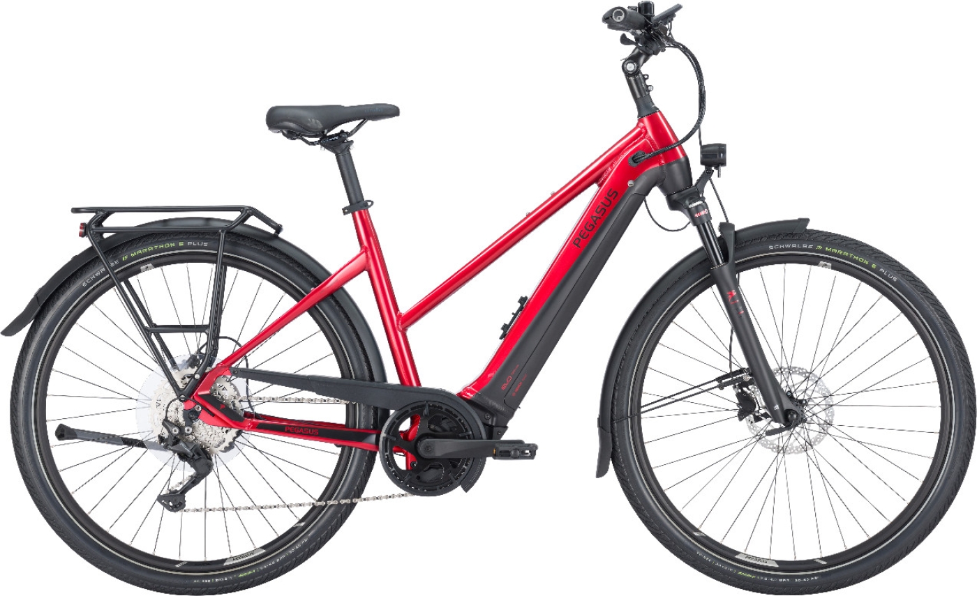 Unisex E-Bike  Pegasus Premio EVO 10 Lite trapez rot . 2023 (Rahmenh. Pegasus: 50 cm | Körpergrösse 160 - 170 cm / Akkukapazität: 625 Wh + 200€) von Pegasus