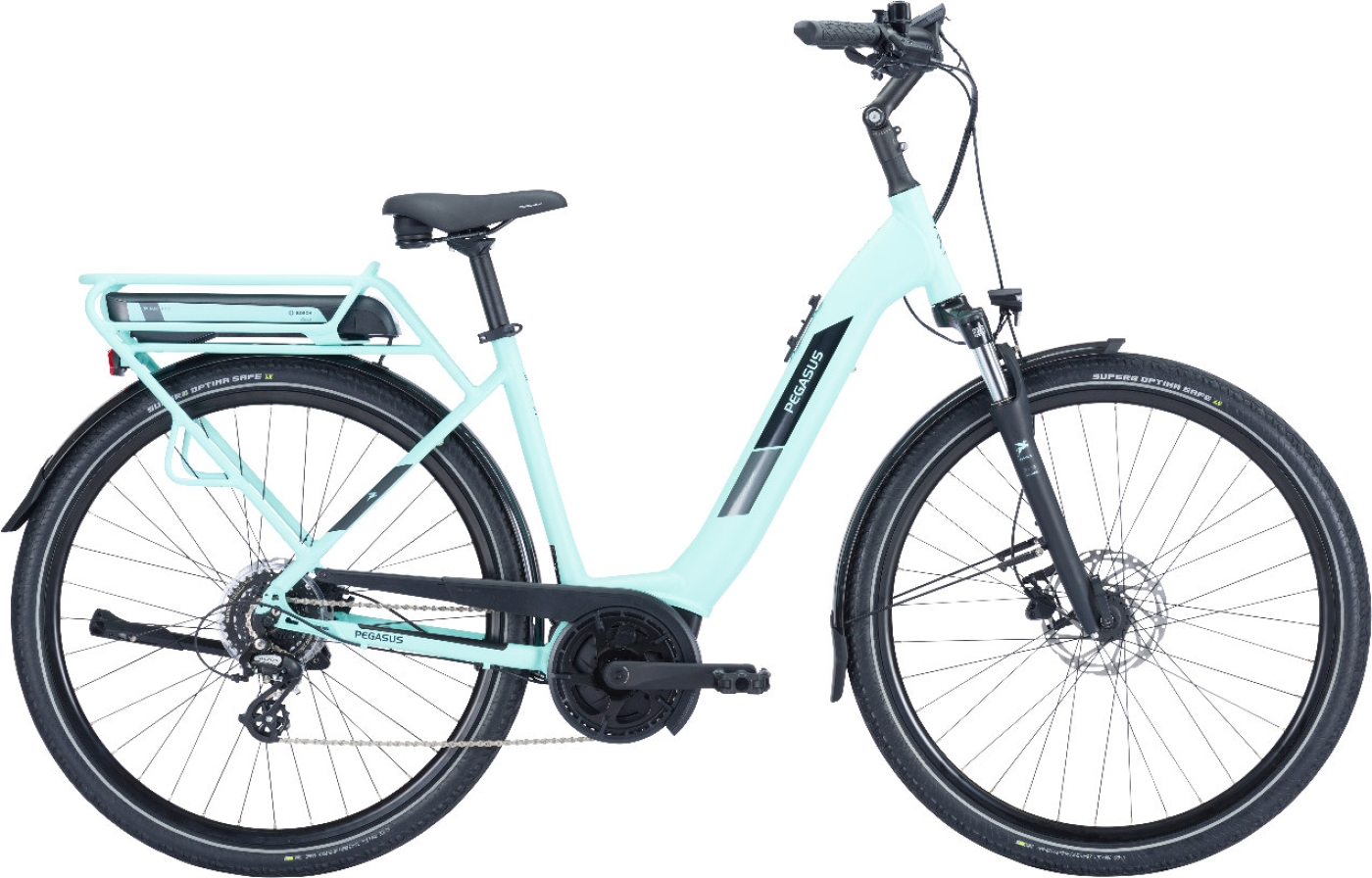 Unisex E-Bike  Pegasus Solero E8 Plus Wave grün . 2023 (Akkukapazität: Bosch 500 Wh / Rahmenh. Pegasus: 50 cm | Körpergrösse 160 - 170 cm) von Pegasus