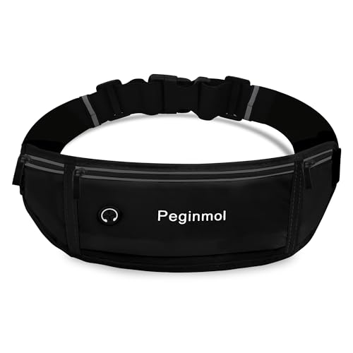 PEGINMOL Laufgürtel für Handy, Lauftasche Jogging Wasserdicht, Läufer-Hüfttasche für Damen und Herren mit 3 Taschen, Großer Kapazität Sportgürtel Verstellbarem Running Belt zum Radfahren (Schwarz) PEGINMOL Laufgürtel für Handy, Lauftasche Jogging Wasserdicht, Läufer-Hüfttasche für Damen und Herren mit 3 Taschen, Großer Kapazität Sportgürtel Verstellbarem Running Belt zum Radfahren (Schwarz) von Peginmol
