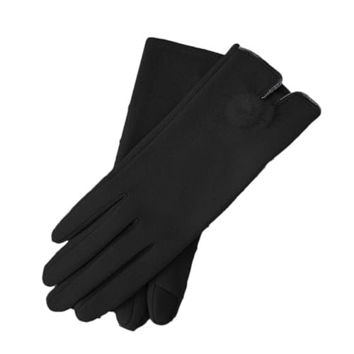 Pegsmio Damen-Handschuhe, warm, Fleece-Innenseite, dick, winddicht, niedlich, schön, elegant, elastisch, weich, schwarz von Pegsmio