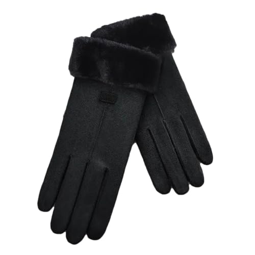 Pegsmio Damen Winter Dicke Plüschhandschuhe Mode Warm Wildleder Fahrhandschuhe Outdoor Sport Radfahren Handschuhe Fäustlinge Schwarz von Pegsmio