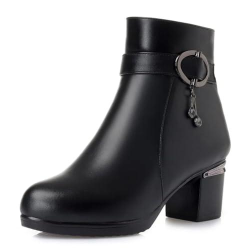 Pegsmio Damen-Winterstiefel, Wollstiefel, echtes Leder, warme Trend-Stiefeletten von Pegsmio