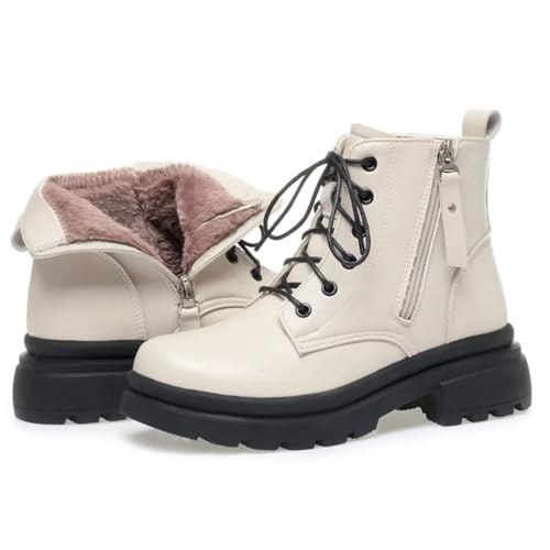 Pegsmio Damen-Winterstiefel, echtes Leder, Schneestiefel, Wolle, warm, rutschfest, Stiefeletten für Damen von Pegsmio