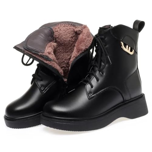 Pegsmio Damen Winterstiefel Wedge Wolle Warm Kurze Stiefel Damen Motorradstiefel von Pegsmio