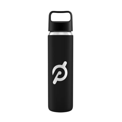 Peloton Glaswasserflasche | 473 ml Flasche mit rutschfester Silikonhülle, Schraubverschluss und praktischem Tragegriff, Black von Peloton