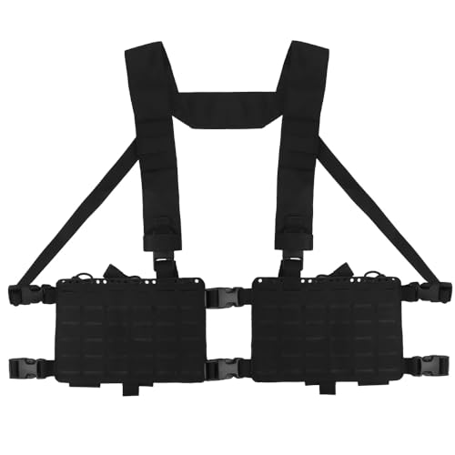Peminkoo 34 Alpha Chest Rig Tactical Jagd Plate Carrier H Harness MOLLE System 5.56 7.62 Pistole Rifle MAG Pouch Airsoft Paintball (Black) von Peminkoo