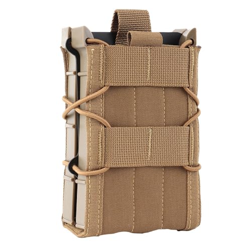 Peminkoo 5.56/7,62 doppel Magazin Tasche Taktische AK AR M4 AR15 Einzel Magazin Tasche Gewehr Pitol Molle Mag Holster Tasche für Jagd CS (Khaki) von Peminkoo