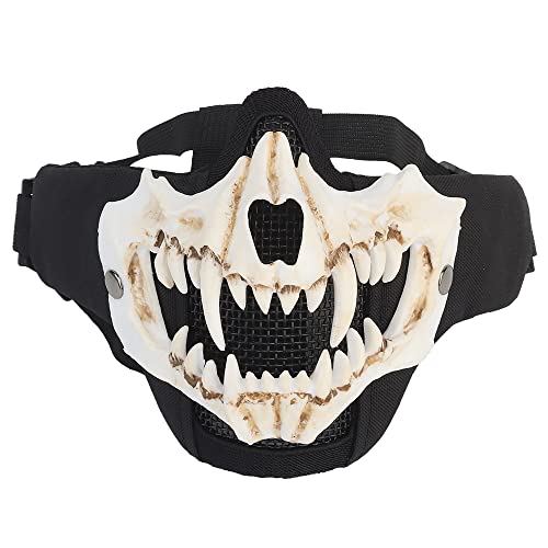 Peminkoo Airsoft-Masken, taktische Paintball-CS-Halbgesicht, kohlenstoffarmer Stahl, Netzmaske, doppellagig, Jagd, Totenkopf, Gesichtsmasken (Schwarz 2) von Peminkoo