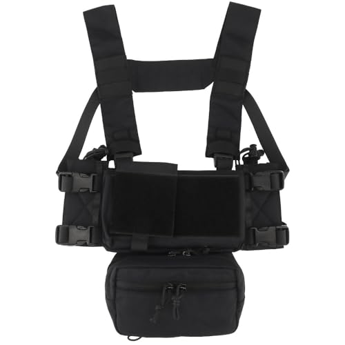 Peminkoo MK4 Chest Rig Jagdweste Setup Micro Fight Chassis Half Flap Gewehr 9mm Magazineinsatz Funkbeutel (Black) von Peminkoo