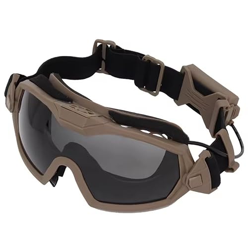 Peminkoo Outdoor-Sportbrille mit Mikro-Lüfter, Airsoft, Paintball-Brille, kratzfeste Brille für die Jagd (Khaki) von Peminkoo