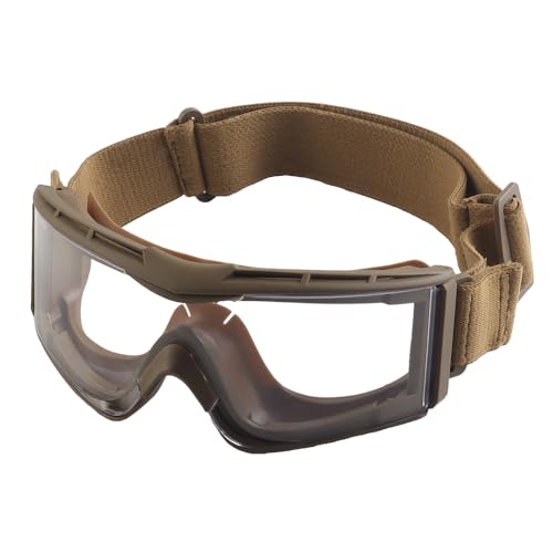 Peminkoo Schutzbrille, klare Gläser, Airsoft-Schutzbrille, winddicht, staubdicht, Khaki von Peminkoo