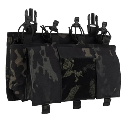Peminkoo Taktische Vierfach-Magazintasche 5,56, 25 mm Schnalle, Airsoft-Militär-Jagdweste, Schnellverteiler für M4 M16 AR-15 Magazin-Aufbewahrungstasche (BCP) von Peminkoo