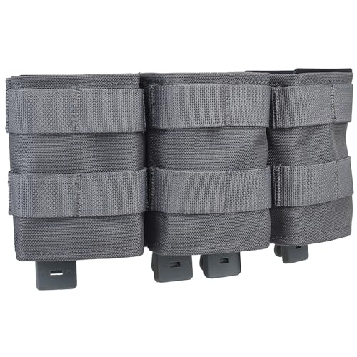 Peminkoo Tactical Triple Medium Fast Open MOLLE 7,62 KYWI Kydex Wedge Insert Magazintasche Gürtel Malice Clip SR25 M1A FAL Zubehör (Grey) von Peminkoo