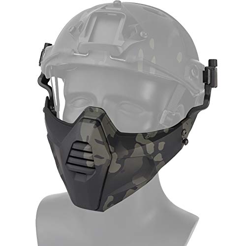 Peminkoo Taktische Gesichtsmaske für Radfahren, mehrdimensional, geteilt, Airsoft-Zubehör (BCP) von Peminkoo