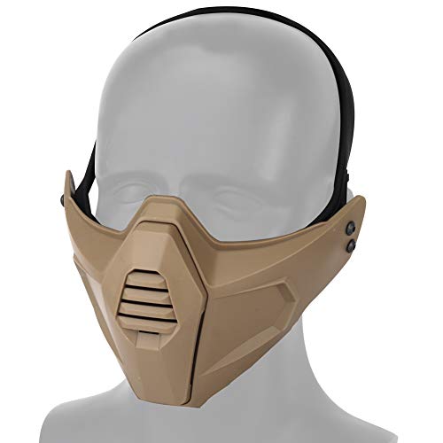 Peminkoo Taktische Gesichtsmaske für Radfahren, mehrdimensional, geteilt, Airsoft-Zubehör (Khaki) von Peminkoo