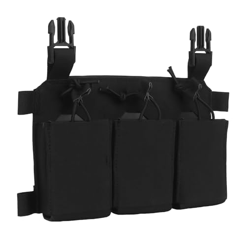 Peminkoo Taktische Plattenträgertasche mit Frontklappe 545/762/556 Dreifach-Magazintasche für Airsoft-Jagdweste Brustgurt Magazintasche Zubehör (Black) von Peminkoo