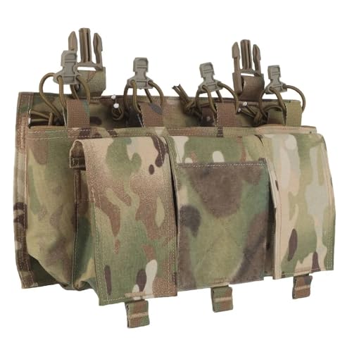 Peminkoo Taktische Vierfach-Magazintasche 5,56, 25 mm Schnalle, Airsoft-Militär-Jagdweste, Schnellverteiler für M4 M16 AR-15 Magazin-Aufbewahrungstasche (CP) von Peminkoo