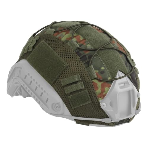 Peminkoo Taktischer Helmbezug, Camouflage-Stoffbezug für Airsoft Fast Helm mit Klettverschluss, Nylonschlaufen und Gummikordel für Militär – ohne Helm (FL) von Peminkoo