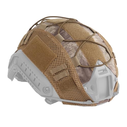 Peminkoo Taktischer Helmüberzug Camo Stoffbezug für Airsoft Fast Helm mit Klettverschluss, Nylonschlaufen & Gummiseil für Militär - Ohne Helm (AT) von Peminkoo