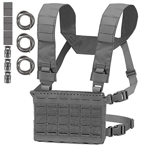 Peminkoo taktisches Chest Rig MK5 Mag Pouch Molle System Micro Fight Chassis Front Panel J.PC Plattenträgerweste (Grey) von Peminkoo