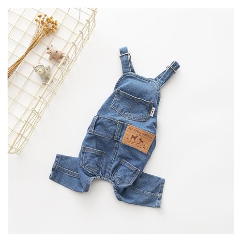 2024 Retro Denim Pet Hunde Mantel Overall Katze Kleidung Kleine Hund Kleidung Frühling Und Herbst Jeans Welpen Jacke(Denim,2) von Pengchang