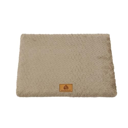 Haustierbett aus Memory-Schaum mit abnehmbarem, waschbarem Kunstfellbezug, orthopädisches, wasserdichtes Hundebett for Hundekäfige, rutschfeste Unterseite(Khaki,M 58x40cm pet 7kg) von Pengchang