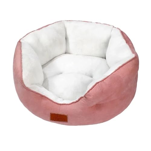 Katzen Hundebett Winter Warme Haustiermatte Schlaf Gemütliches Hundehaus Kissen Weiche Couch Katzenkörbe Plüsch Haustier Schlafbett Zwinger Zubehör(Pink,M 53X63X20cm) von Pengchang