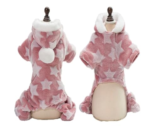 Pengchang 2024 Winter Warme Haustier Hund Kleidung Mit Kapuze Sterne Drucken Haustier Katze Kleidung Baumwolle Material Jacke S-XXL Großen Hund Outwear Liefert(Pink,S) von Pengchang