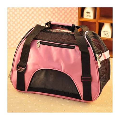 Pengchang Atmungsaktive Polyester 600D Haustier-Tragetasche, Bequeme Reisetasche for Hunde und Katzen, abnehmbare, Faltbare Hunde-Autositz-Welpen-Umhängetasche(Pink,43x30x20 cm) von Pengchang