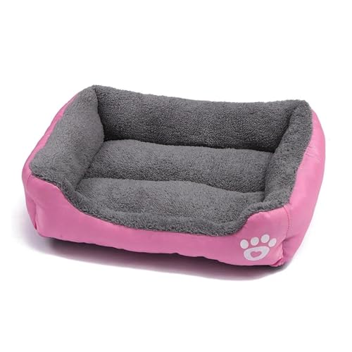 Pengchang Ganzjahres-Quadrat-Schlafbettmatte for Hunde, weiche Baumwolle, volle Füllung, elastische Haustier-Katzen-Sofamatte(Pink,XL-80x60cm) von Pengchang