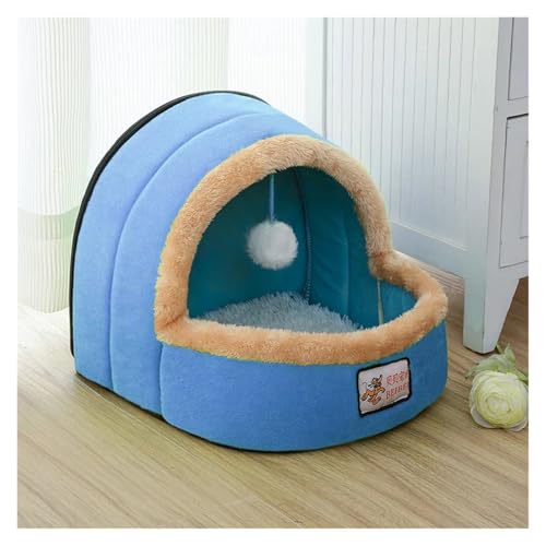 Pengchang Haustiere Haus for kleine Hunde Hund Katze Zwinger 4 Farbe weiche warme Haustier Bett Haus for Welpen(Blue,41x37x37 cm) von Pengchang