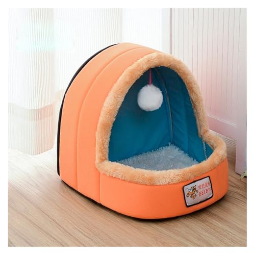 Pengchang Haustiere Haus for kleine Hunde Hund Katze Zwinger 4 Farbe weiche warme Haustier Bett Haus for Welpen(Orange,34x33x33 cm) von Pengchang