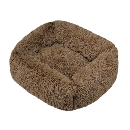 Pengchang Quadratisches Hundebett, Bequeme Katzenschlafmatte, Warmer Korb for Hunde, Plüsch-Katzenbett, Sofakissen for Katzen(Khaki,M-66X55cm) von Pengchang