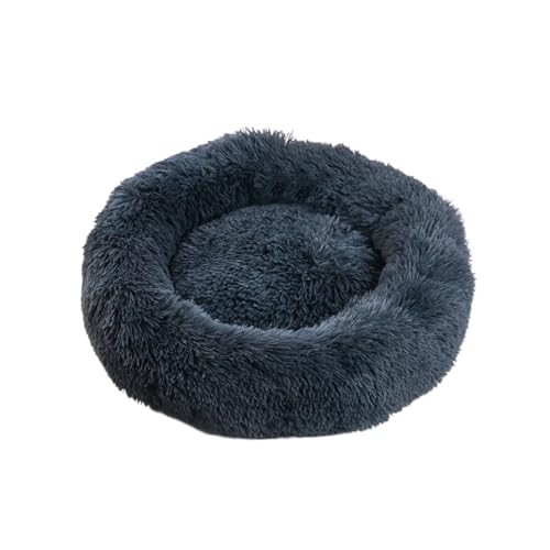 Pengchang Rundes Haustierbett for große Hunde, Donut, langes Plüsch-Katzenbett for mittelgroße Hunde, Winter-Warmschlaf-Haustierhütte, abnehmbares Hundesofa(Dark Grey,L Dia 60CM) von Pengchang