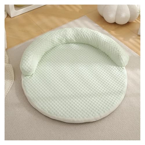 Pengchang Rundes Sommer-Hundebett, Eisseide, kühlende Haustiermatte, abnehmbare Zwinger, Welpe, Sommer, kühlender Stoff, Hundekatze, Schlafbett, Haustierkissen(Green,M 60CM) von Pengchang