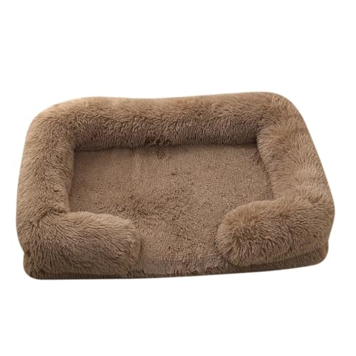 Pengchang Sofa Hundebett Plüsch Haustier Haus rutschfeste Katzenmatte verdicken abnehmbares Katzenbett wasserdichter Korb for Hund(Khaki,S-45x40x12cm) von Pengchang