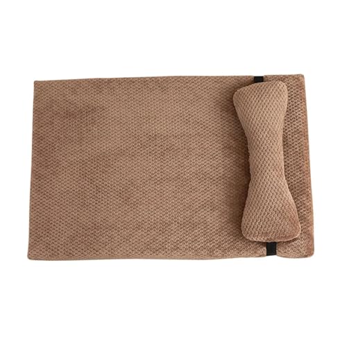 Pengchang Verdicktes Hundebett mit großem Hundekissen, schweres Katzenbett, warmes Haustierbett for kleine Hunde, weiches Katzenkissen, Nicht schlafende Katzenschlafmatte(Khaki,M-55x40x6cm) von Pengchang