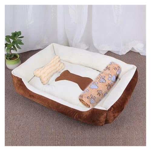 Pengchang Weiches Nest Schlafsofa Knochen Hundebett Haus Plüsch Haustier Katze Kissen Matte Warmer Korb Zwinger Haus Welpe Indoor Home(3in1 Three,48x36 cm) von Pengchang