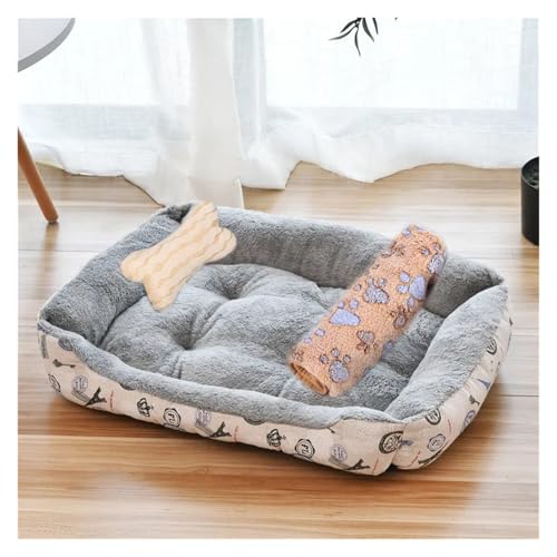 Pengchang Winter Warme Haustier Zwinger Waschbar Hund Net Bett Haus Vier Jahreszeiten Medium Kleine Hund Sofa Bett Kissen Haustier Liefert(3in1 bei ou Gray,60x52 cm) von Pengchang