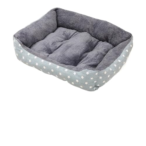 Quadratisches, Dickes, warmes Hundebett, Nackenschutz, Hundesofa, viele Farben, Katzennestmatte(Grey-Blue Star,S-45x30cm) von Pengchang