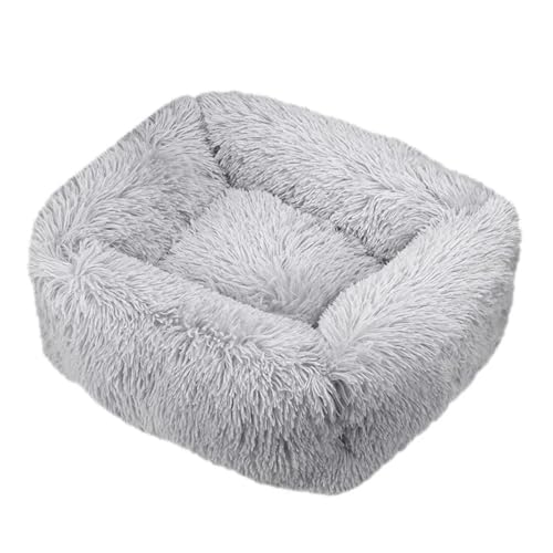 Rechteck Plüsch Hund Bett Winter Warme Matte Kleine Medium Big Haustier Hund Katze Bett Zwinger Welpen Sofacama Katze Kissen Haustiere Sofa Zubehör(Light Grey,M 65x55x18cm) von Pengchang