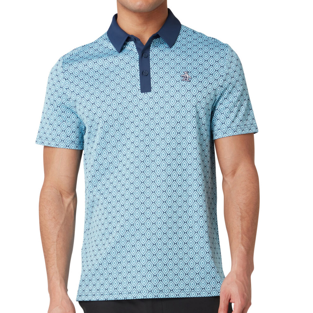 'Penguin Golf Bohemian Jacquard Polo Herren navy/türkis' 'Penguin Golf Bohemian Jacquard Polo Herren navy/türkis' von Penguin