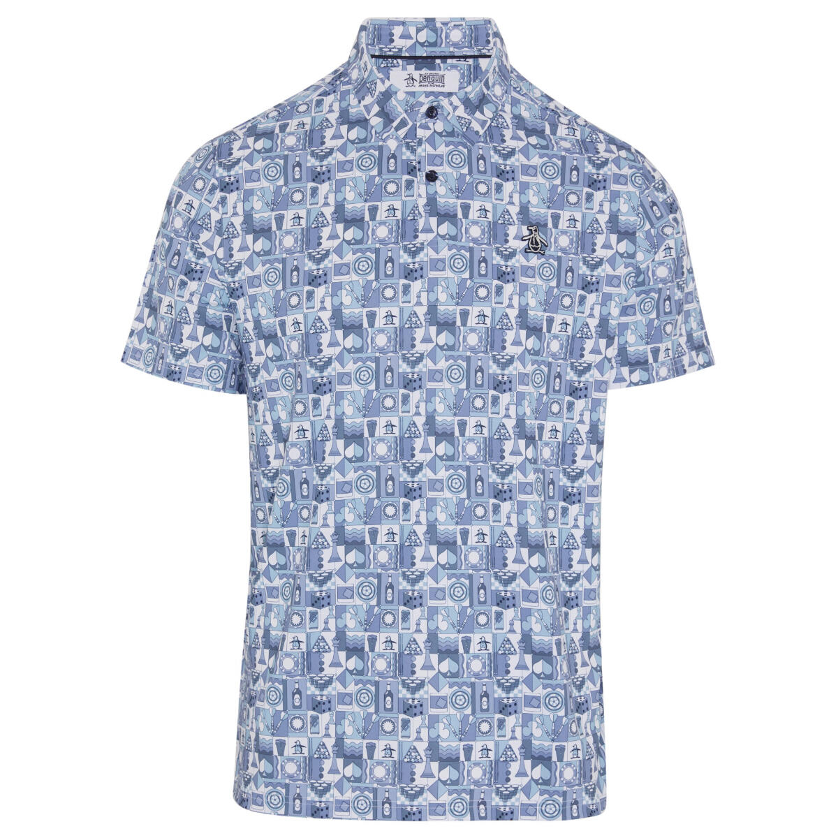 Penguin Pete´s Game Grid Print Polo Dunkelblau von Penguin