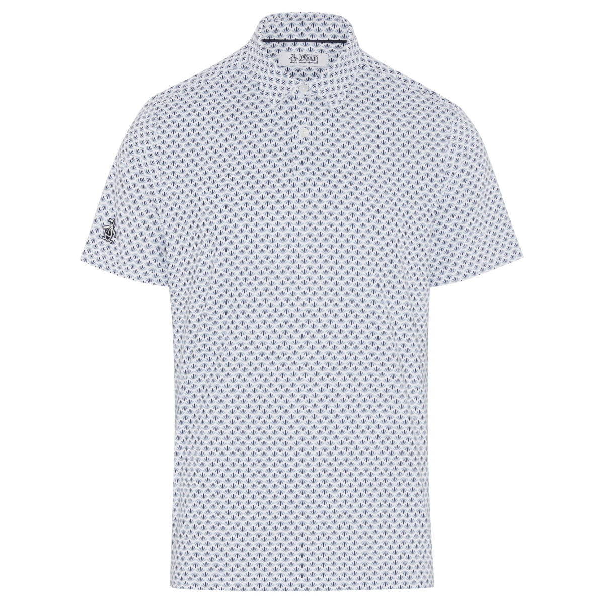 Penguin Retro Geo Print Polo Dunkelblau von Penguin