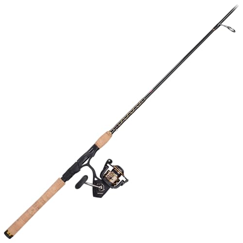 PENN 7’ Battle III Fishing Rod and Reel Spinning Combo, 7’, 2 Graphite Composite Fishing Rod with 6 Reel, Durable, Break Resistant and Lightweight, Black/Gold von Penn