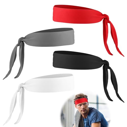 4 Stück Stirnband Sport Schweiß für Männer und Frauen - Bandanas Sport Atmungsaktiv - Dri-Fit Head Tie Verstellbare Schnelltrocknende Bänder für Tennis, Laufen, Yoga, Arbeit im Freien 4 Stück Stirnband Sport Schweiß für Männer und Frauen - Bandanas Sport Atmungsaktiv - Dri-Fit Head Tie Verstellbare Schnelltrocknende Bänder für Tennis, Laufen, Yoga, Arbeit im Freien von Pennle