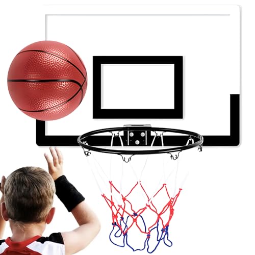 Mini Basketball Hoop 17,7 x 11,8 in Wandmontage Kleinkind Basketball Hoop Innen mit Basketballnetz über Tür Basketball Hoop für Kids 3+, Basketball -Reifen robust von Peosaard