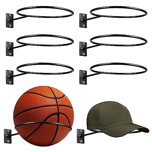 Peosaard 6pcs Wandmontage Ball Rack Metal Ball Halter Sportball für Basketball -Fußball -Volleyball Schwarz, Ballstand von Peosaard